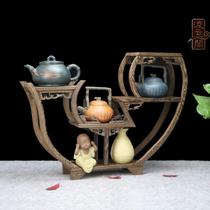 Red wood carving crafts Duobaoge small Bogu shelf strange stone antique teapot tea set base ornaments display stand