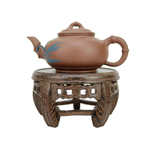 Red wood carving handicraft solid wood round base Purple Sand Teapot vase Vase Bonsai Buddha swaying fish fish tank base