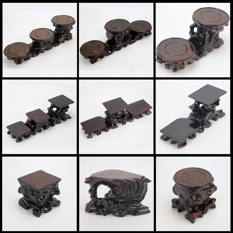 Mahogany solid wood root carving ornaments strange stone vase Purple sand teapot base pot pad round wooden tray paint mat