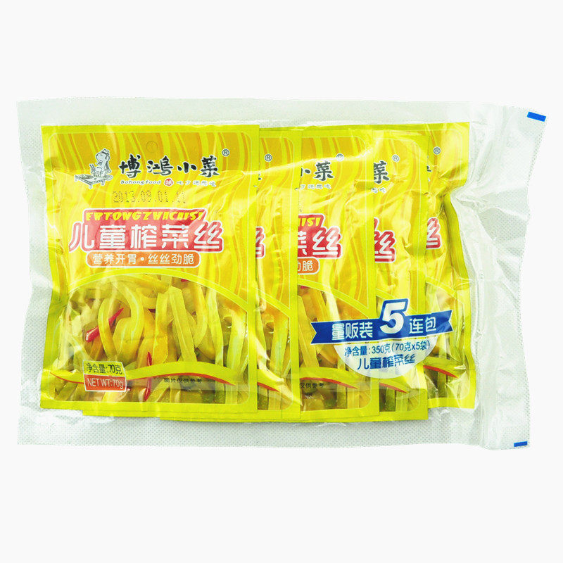【天猫超市】博鸿小菜儿童榨菜菜丝量贩装350g/袋 低盐酱菜大米饭