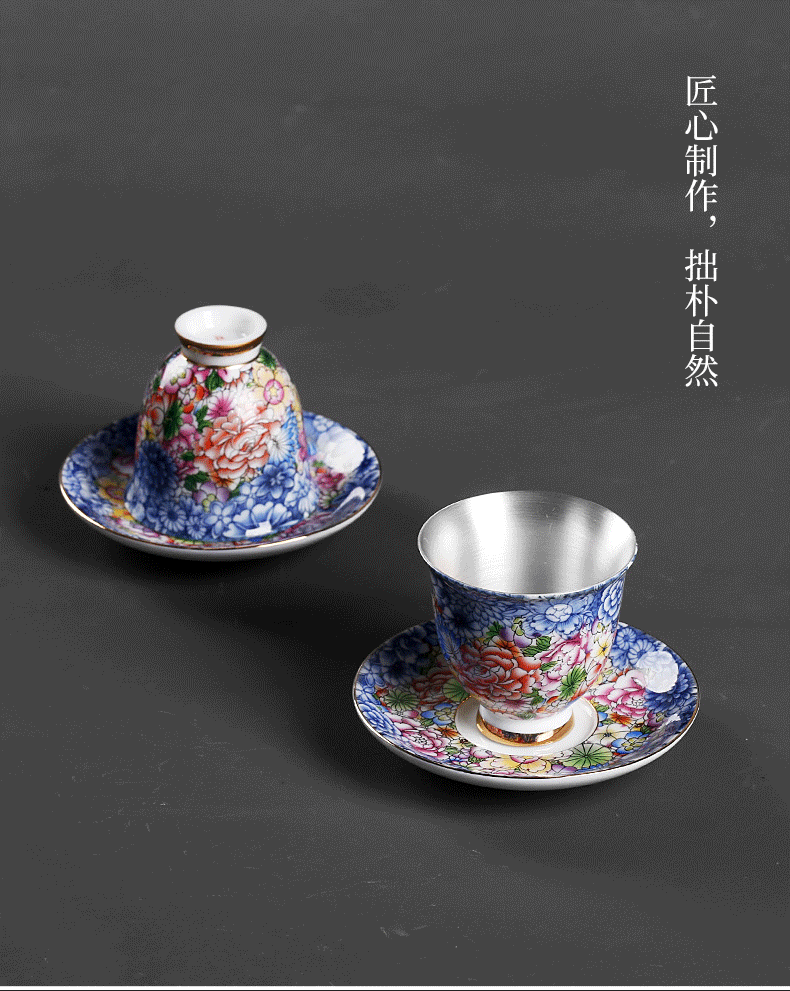 By patterns silver colored enamel craft coppering. As silver cups single individual kunfu tea ceramic masters cup single CPU