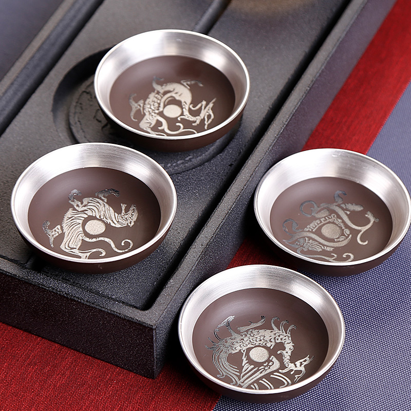 Tasted silver gilding little violet arenaceous kung fu tea tea cup home master cup sample tea cup single cup tea light ceramic cup