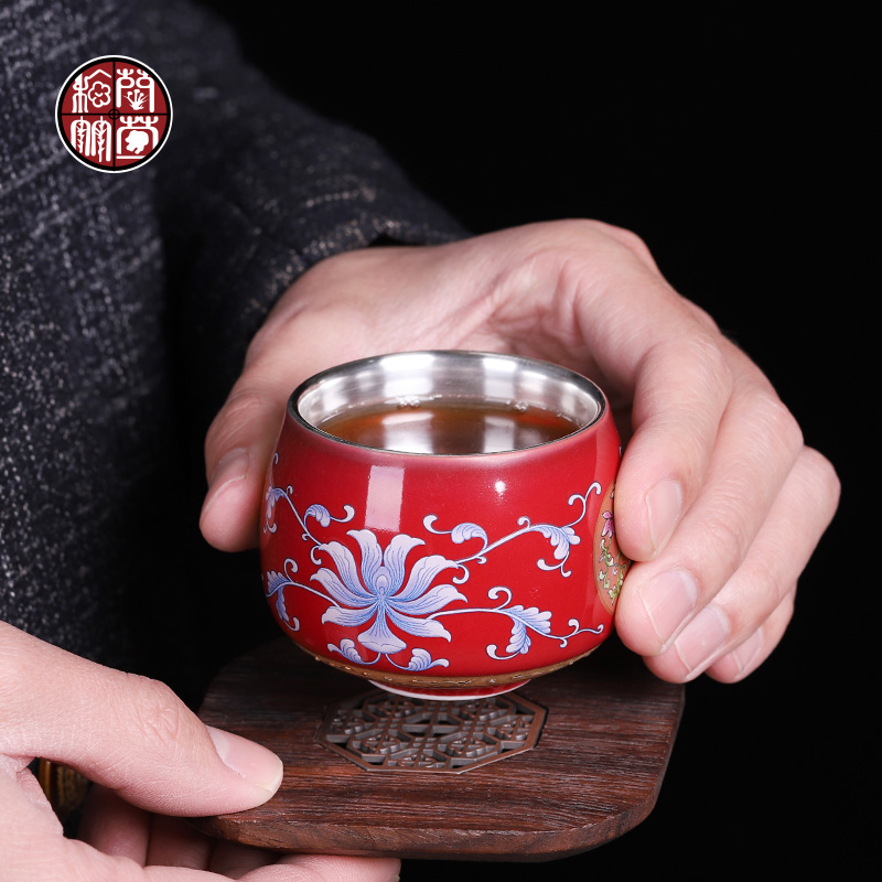 Silver sterling Silver 999 cups of tea light masters cup bladder coppering. As Silver sample tea cup single CPU ms checking ceramic tea set