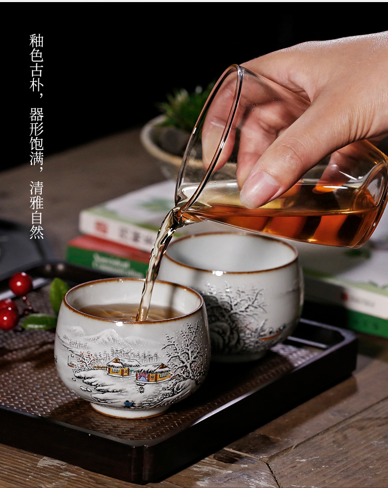 Ocean 's by patterns of hand - made cup cup pure manual ru up market metrix who can dojo.provide is a single cup of large - sized kunfu tea cup in use