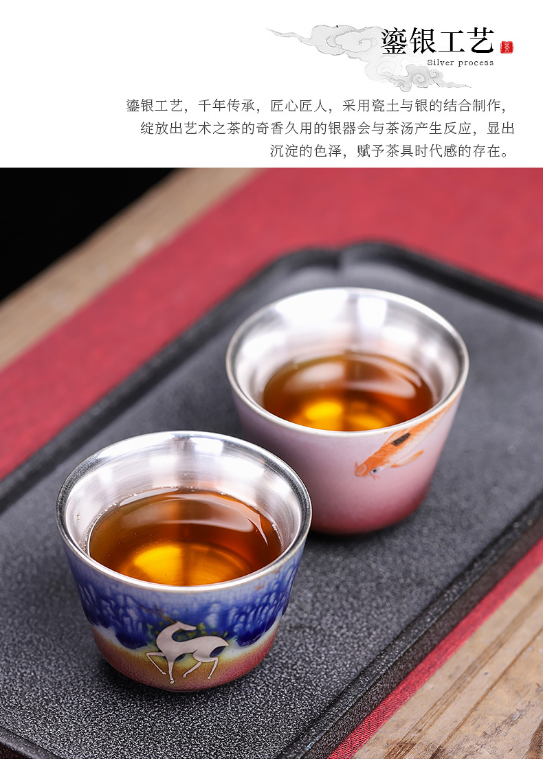 Jingdezhen up kung fu tea gift box sets checking ceramic tasted silver gilding masters cup large household sample tea cup