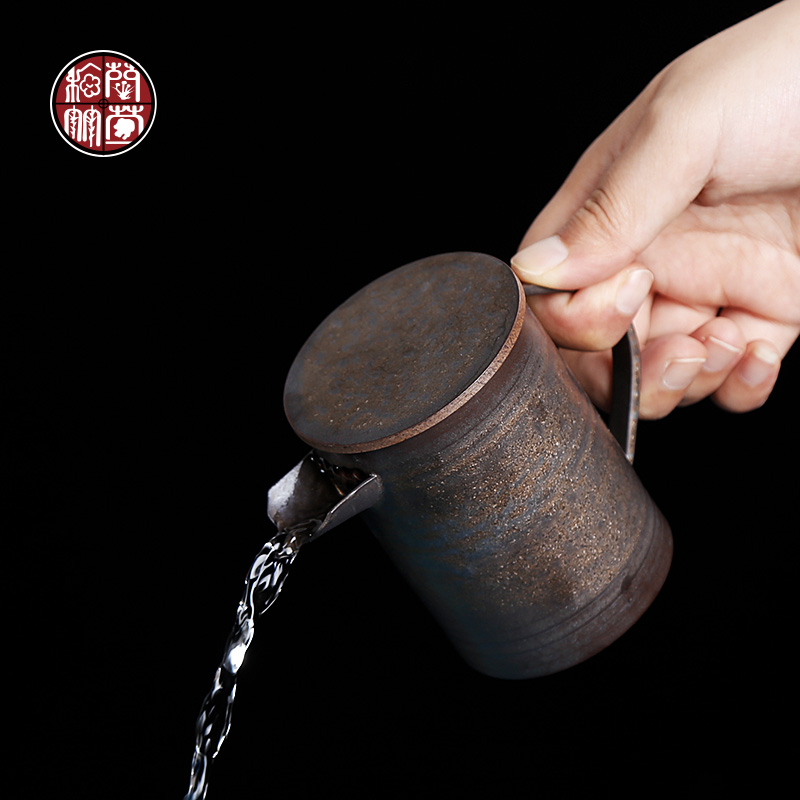 By patterns coarse pottery bronze and gold half an antique teapot expressions using small capacity ceramic single pot teapot restoring ancient ways