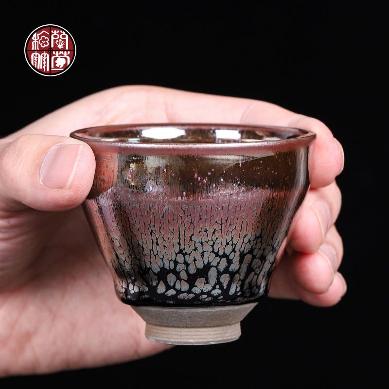 Jianyang Mosaic gold oil lamp that built a koubei single kung fu tea cup pure manual obsidian become masters cup female ceramic trumpet