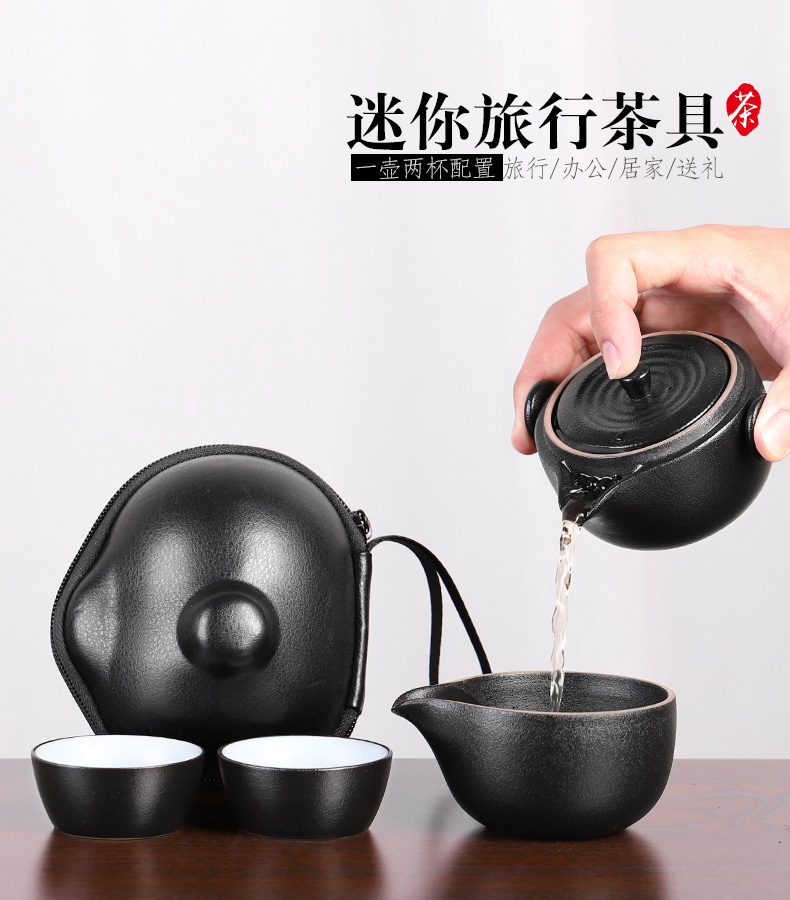 Ceramic portable kung fu tea sets travel small single simple double trill with on - board is suing the with you