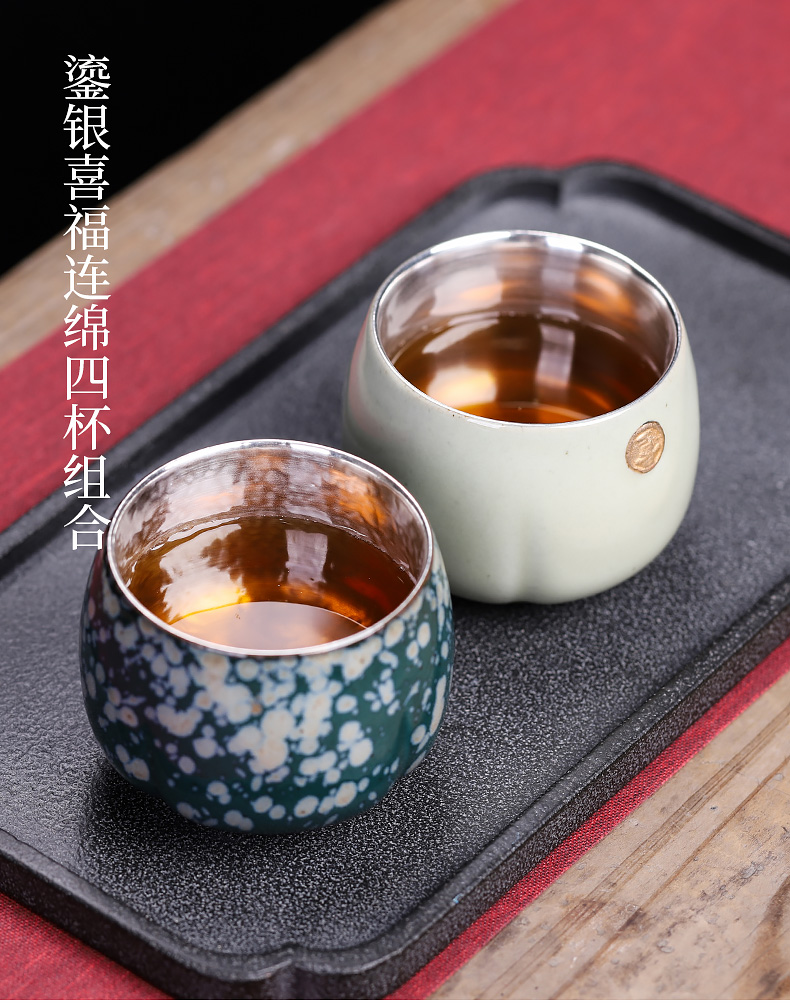 Jingdezhen up kung fu tea gift box sets checking ceramic tasted silver gilding masters cup large household sample tea cup