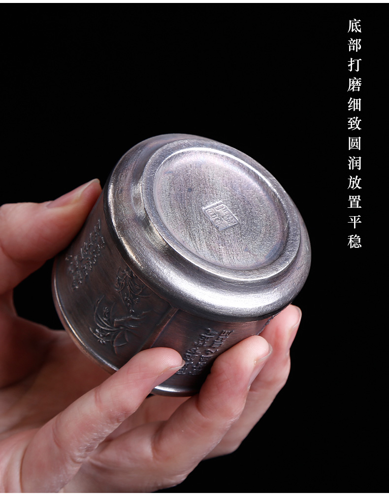 By patterns ceramic cup turnkey sterling silver with silver cup single pure manual coppering. As kongfu master CPU