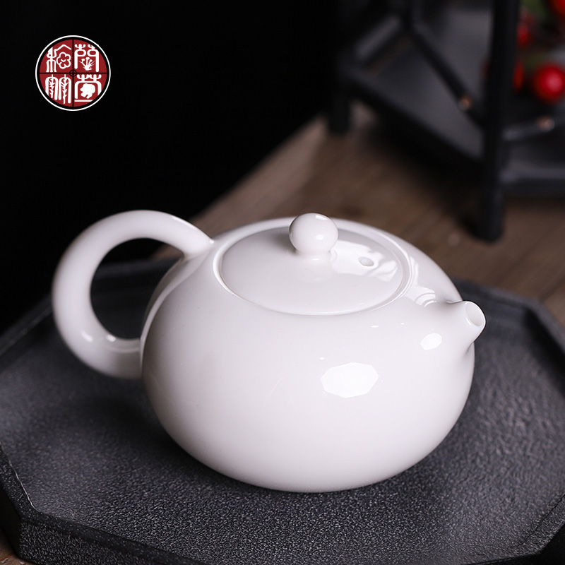 Dehua white porcelain beauty pot small suet jade of filter tea household ceramics kung fu tea tea pot single pot