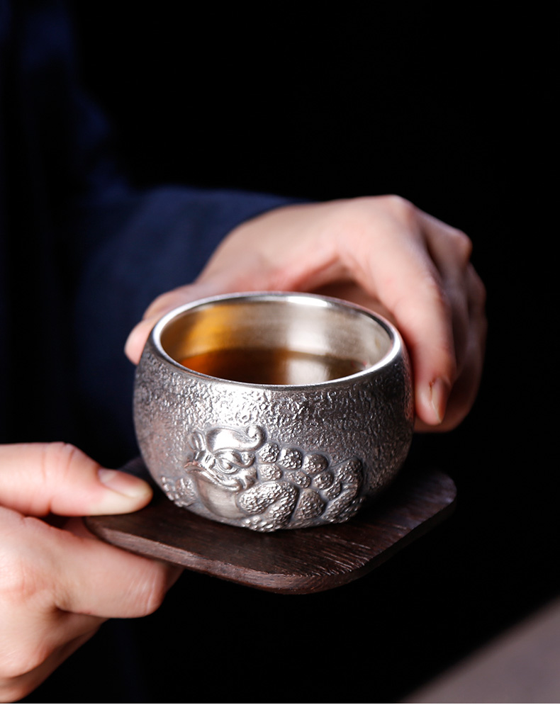 With silver spittor masters cup pure manual coppering. As turnkey household ceramics kunfu tea cup single silver cup