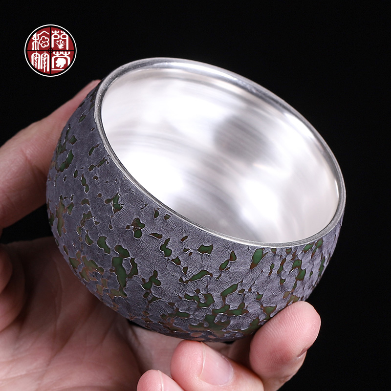 Tea master cup single CPU crystalline glaze ceramic coppering. As silver cup 999 sterling silver sample Tea cup Chinese ocean 's large cup