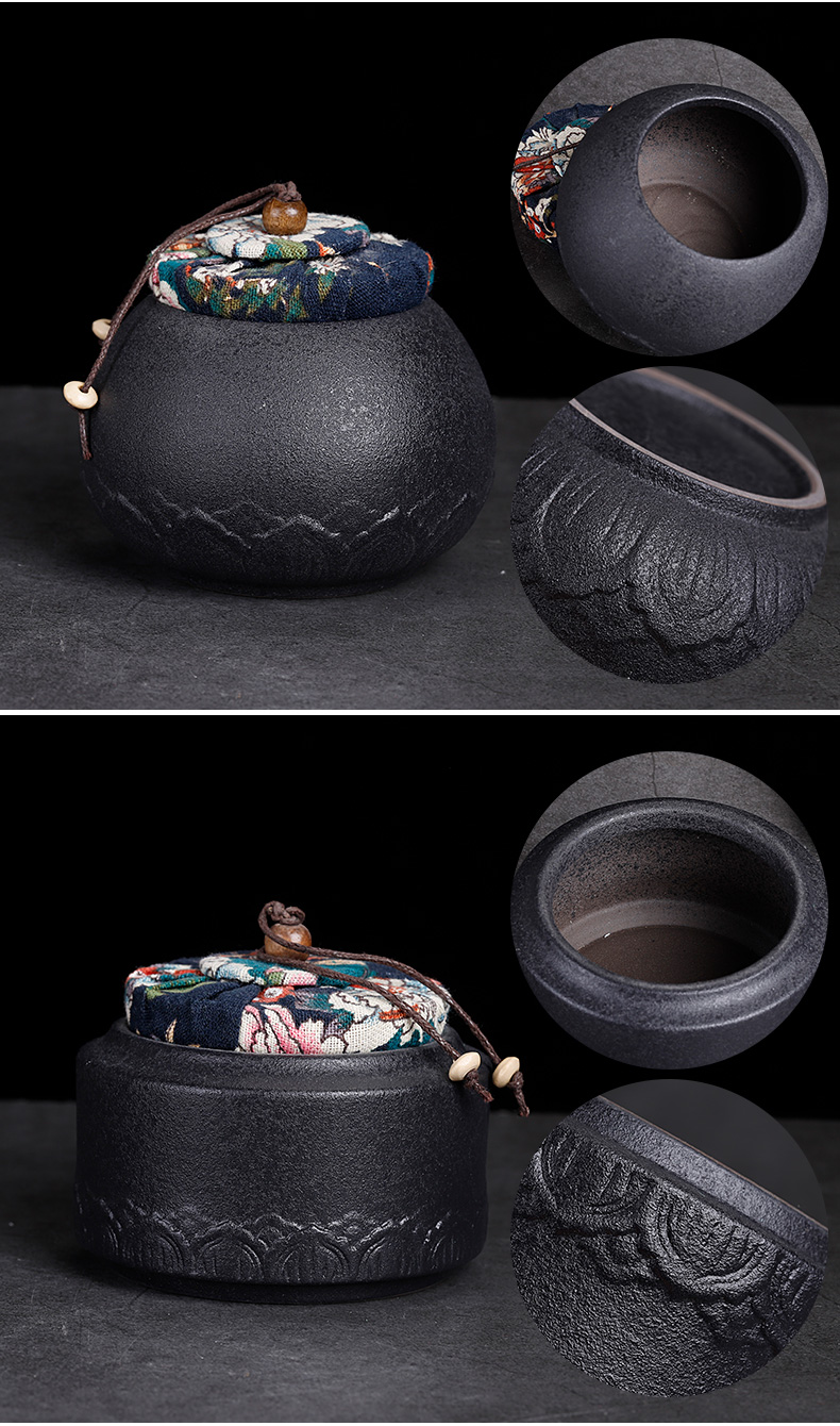 Soil canned caddy fixings household coarse ceramic pot small POTS canister to restore ancient ways small seal pot old with cover