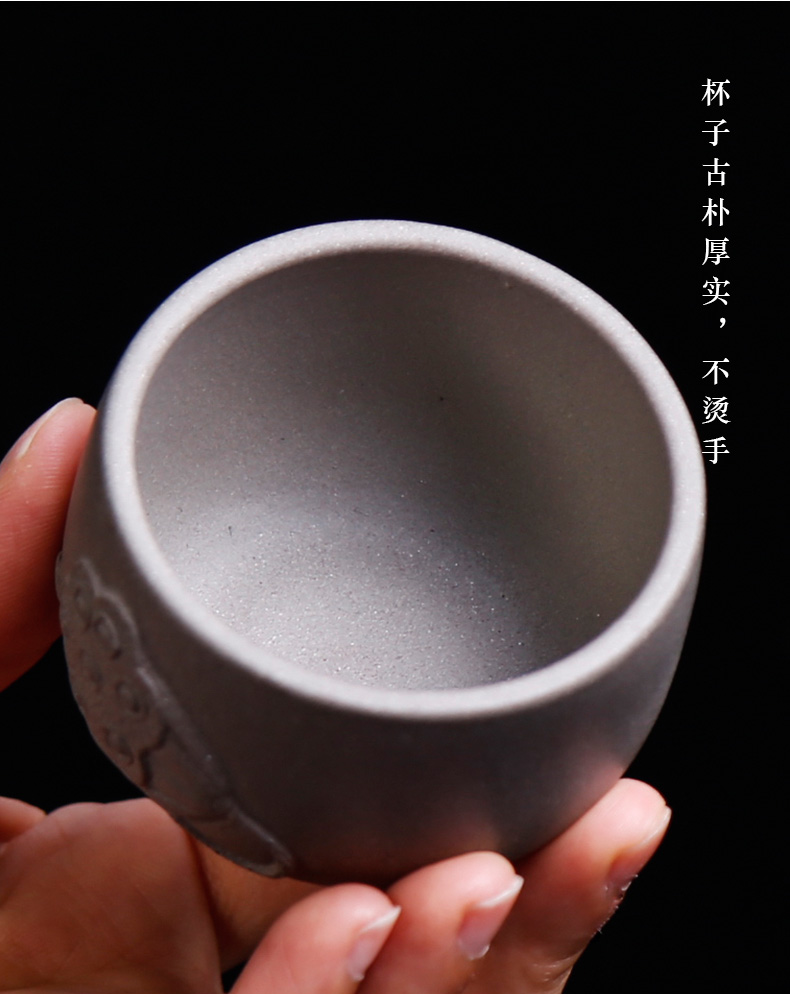 Yixing purple sand kung fu tea cup cup single ceramic masters cup pure manual household time men restoring ancient ways