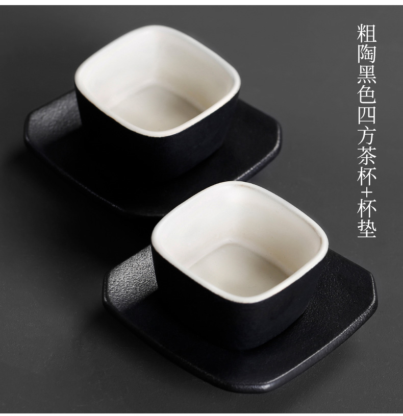 Kung fu tea set single sample tea cup tea cup Japanese coarse pottery cup mat heat cup a master cup bowl suit