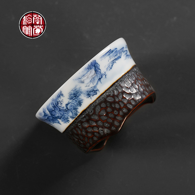 Kung fu tea screen filter holder, slag insulation tea ceramic creative move retro by patterns leak tea filter