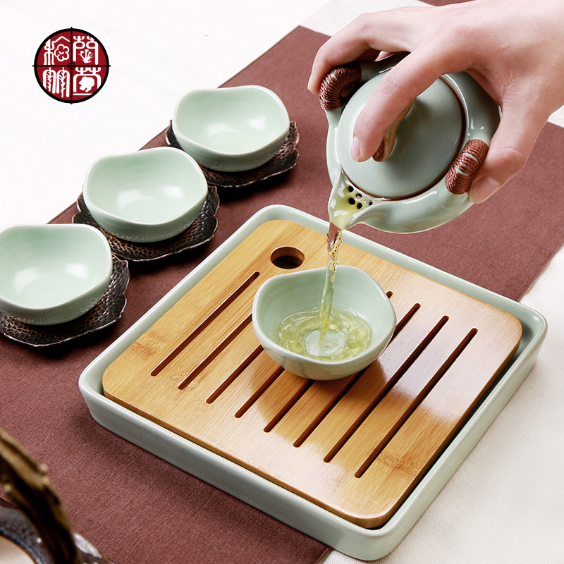 Your up ceramic kung fu tea set 4 people travel to carry tea sample tea cup I and contracted household cup teapot