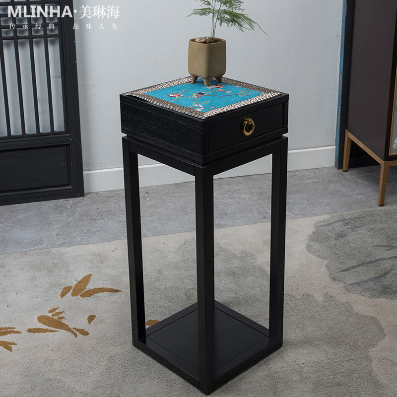 New Chinese-style Flower Shelf Mat rack Gaibu corner Several cushions square tea table Cushion Kang A Few Pads Embroidery Cloth Art Flower Pot rack dust-proof cushion