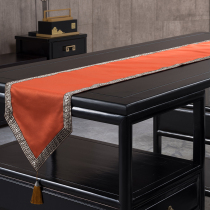 Chinese table flag Zen new Chinese style modern solid color satin fabric tea cloth tea cloth bed flag bed tail towel