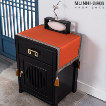 New Chinese bedside table cover cloth cover cloth silk satin modern simple light luxury model room dust cover shoe cabinet table mat cloth