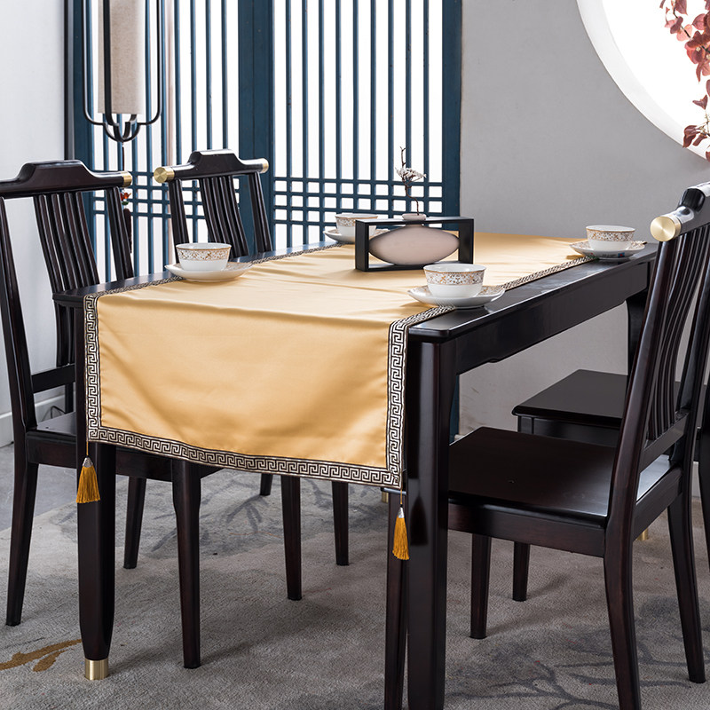 New Chinese Tablecloth Cover Modern Simple Fabric Model Room Lightweight Rectangular Tablecloth Tea Table Mat Customizable