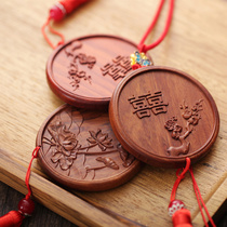 Hanging neck wedding mirror Bride wedding happy word portable wedding hanging chest gifts to accompany the wedding waist beauty mirror