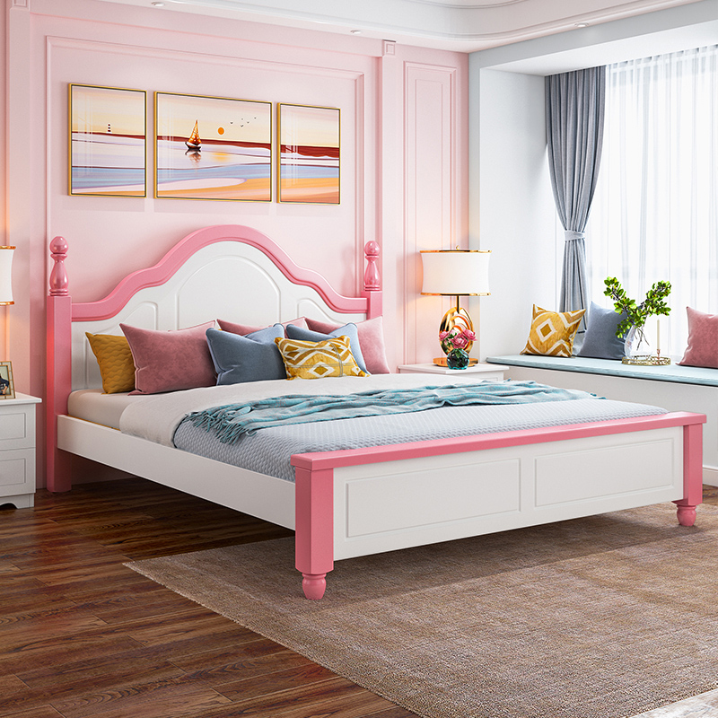 Single bed princess bed solid wood modern minimalist 18m rental pine double bed 15m little boy 12m bed - Taobao