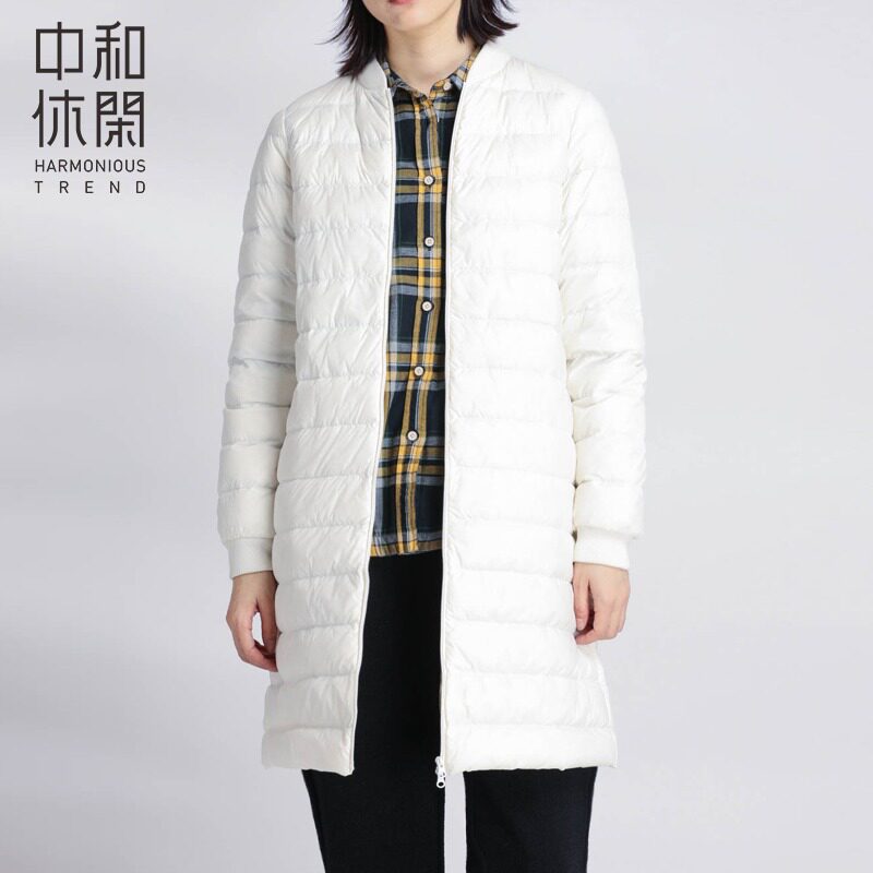 Zhonghe casual baseball collar light down jacket women's 2020 winter new mid-length slim slim coat A6427032