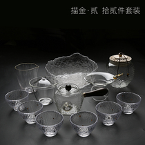 Processing heat-resistant Japanese hammered glass kung fu tea set set household cup tea cup tea tea cup teapot set