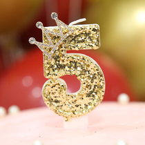 Birthday Candles Creative Digital Crown Flash Diamond Net Red Party Children Princess Cake with Decorated Smoke Candles