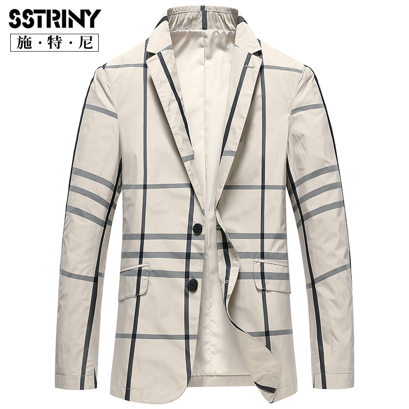 Schnityuppie handsome suit men's spring and autumn slim style checkered Korean version Trend small suit casual single Western blouse jacket