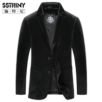 Stella 2021 spring and Autumn mens casual suit Gold velvet slim suit Corduroy fashion single west jacket