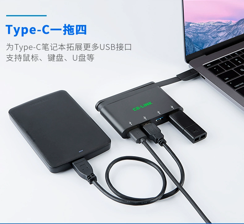 Bộ lưu trữ Celink Bộ chia USB Type-C 3.0 một cho bốn điểm sạc trung tâm mở rộng máy tính Apple - USB Aaccessories