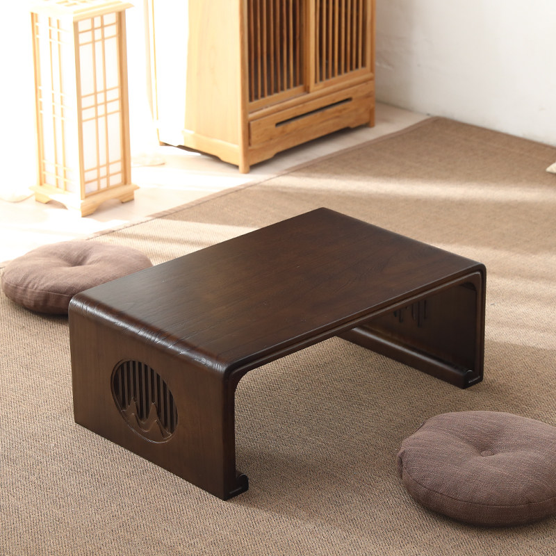 Japanese tatami tea table solid wood antique tea table can be customized low table and room table Kang table floating window small table
