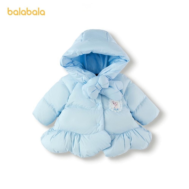 【迪士尼IPbalaOne】巴拉巴拉女童羽绒服艾莎连帽外套2025新冬装