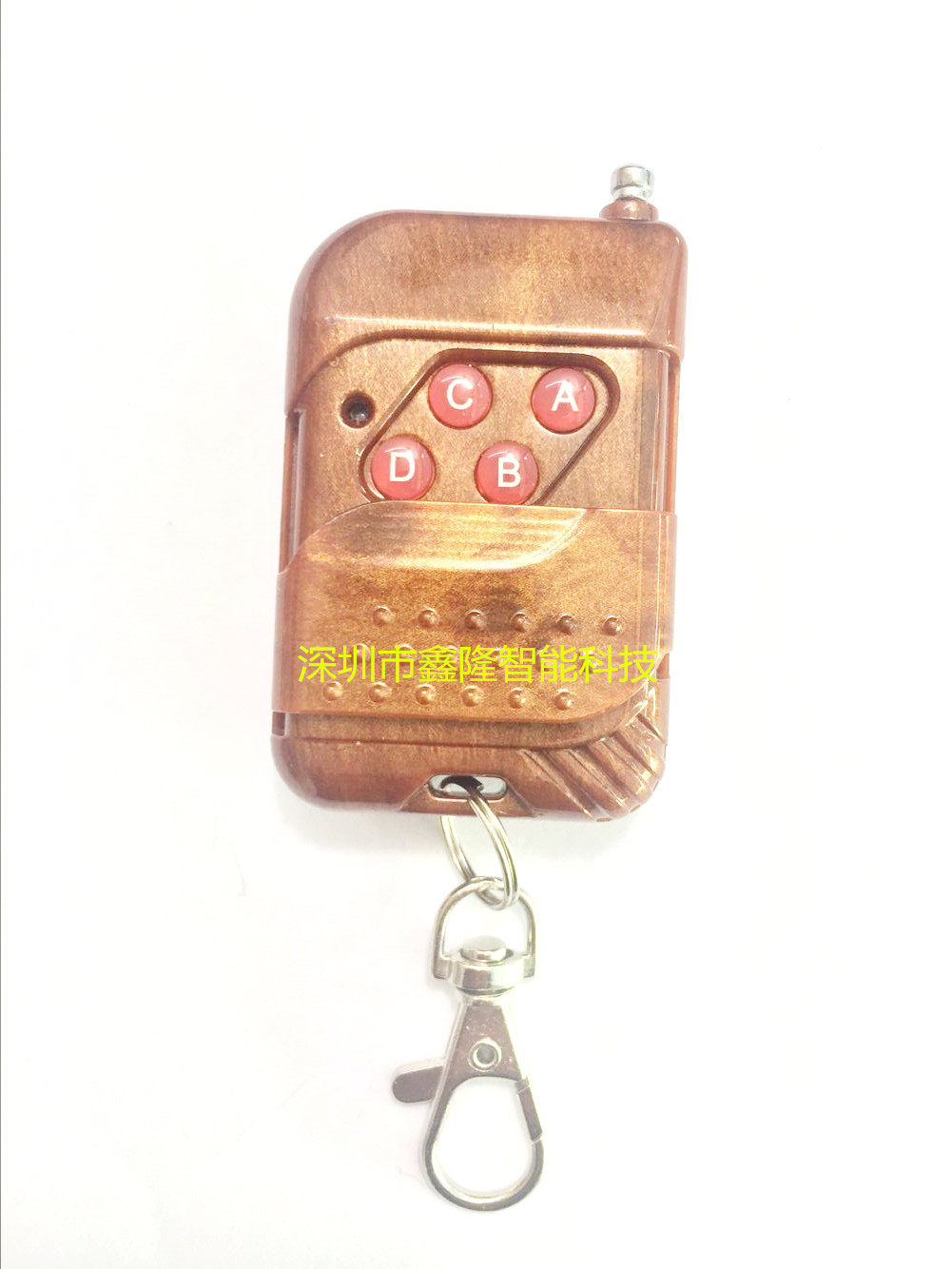 Factory direct peach wood four-key wireless remote controller 315M 433M fixed code learning code optional handle remote control