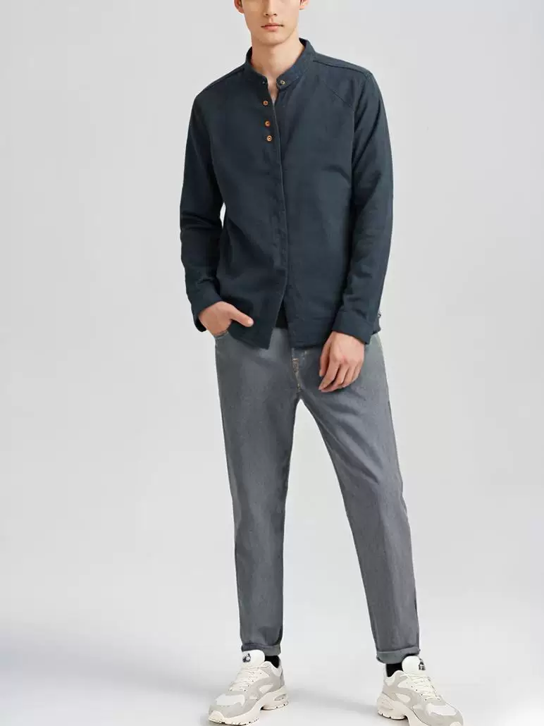 Ethnic shirt, long-sleeve, jacket, Chinese style, ethnic style, cotton and linen