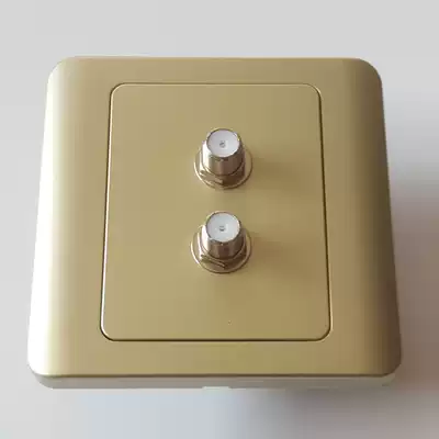 Type 86 gold one point two TV socket one in two out HD cable digital panel two bit imperial double F Head