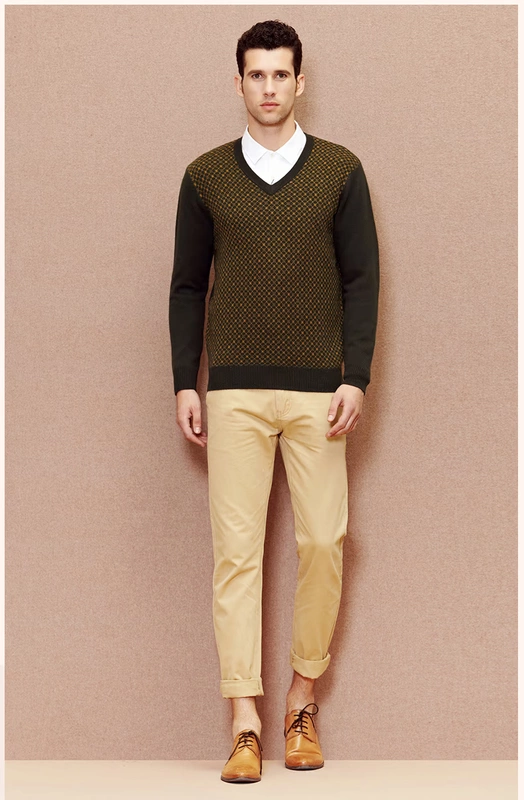 Hengyuanxiang của nam giới polka chấm kiểm tra dài tay V-Cổ cashmere áo len 2017 mùa thu và mùa đông mới dày áo len tinh khiết cashmere áo len áo hoodie cặp