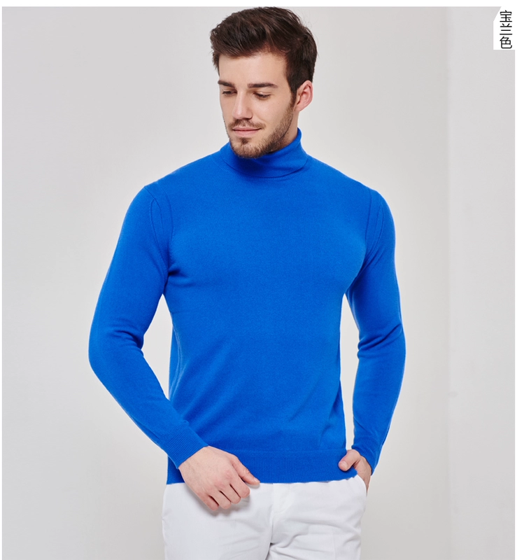 Hengyuanxiang cao cổ áo cashmere áo len nam mùa thu và mùa đông mới màu rắn tinh khiết cashmere áo len kinh doanh áo len áo len áo khoác gió nam