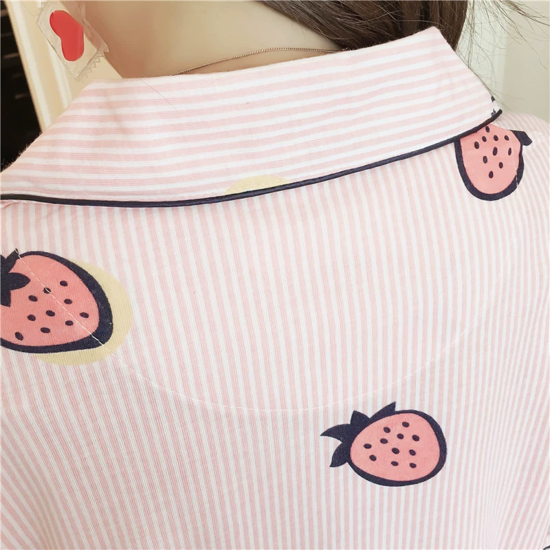 Hàn quốc phiên bản của bộ đồ ngủ nữ mùa thu bông dài tay mùa xuân và mùa thu ladies bông cộng với phân bón XL cardigan dịch vụ nhà phù hợp với mùa hè đồ bộ dài tay mặc nhà