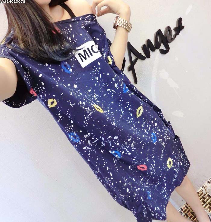 Mùa hè Hàn Quốc phiên bản của ngắn tay nightdress nữ dễ thương đoạn dài phim hoạt hình lỏng đồ ngủ nữ sinh viên mùa hè thường nhà dịch vụ