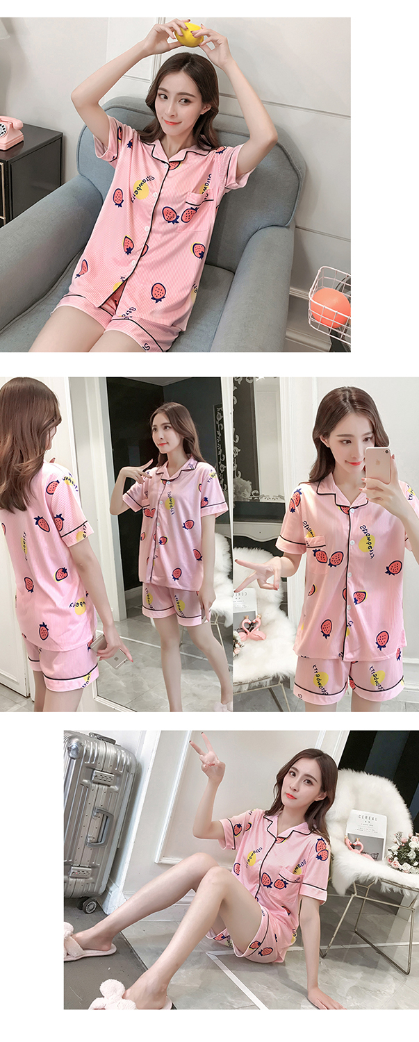Mùa hè đồ ngủ của phụ nữ cotton ngắn tay cardigan phần mỏng Hàn Quốc phiên bản của ngọt ngào và đáng yêu ladies cotton mùa hè phục vụ nhà phù hợp với đồ pijama nữ