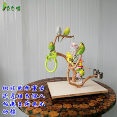 Качели 玄凤虎皮牡丹鹦鹉站架育鸟缘树枝鸟架桌面矮款训鸟架宠物栖木玩具 2426624614