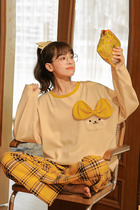 2021 new pajamas womens spring and autumn cotton long sleeves can go out casual cute sweet net red home wear set