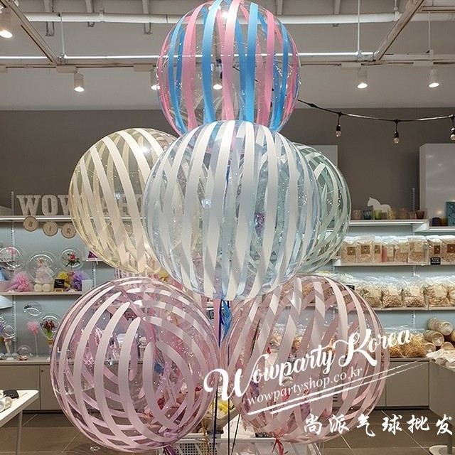 ins Korean style crystal powder blue striped wave ball round stretch ball leather shopping mall wedding birthday party decoration