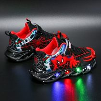 2022 Spring kk cat shoes Spider - Man boys shoes breathable mesh children glow the tide of light shoes