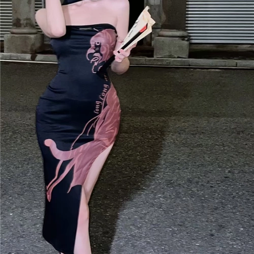 Сексуальное длинное платье, популярно в интернете, длина миди