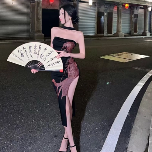 Сексуальное длинное платье, популярно в интернете, длина миди